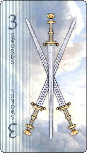 Three of Swords card
