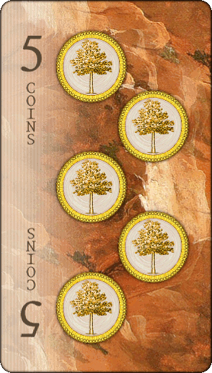 Five of Coins card